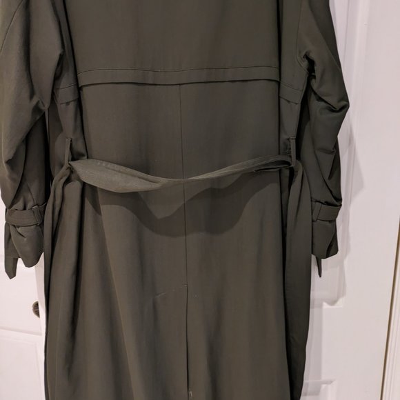 100% wool mens trenchcoat 40R deep olive Sanyo by Carol Cohen - Picture 5 of 5